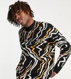 Reclaimed Vintage Inspired Unisex Graphic Line Print Sweater In Black-multi