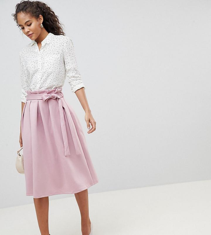 Asos Tall Scuba Prom Skirt With Paperbag Waist