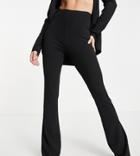 Asos Design Tall Slim Kick Flare Suit Pants In Black - Black - Black