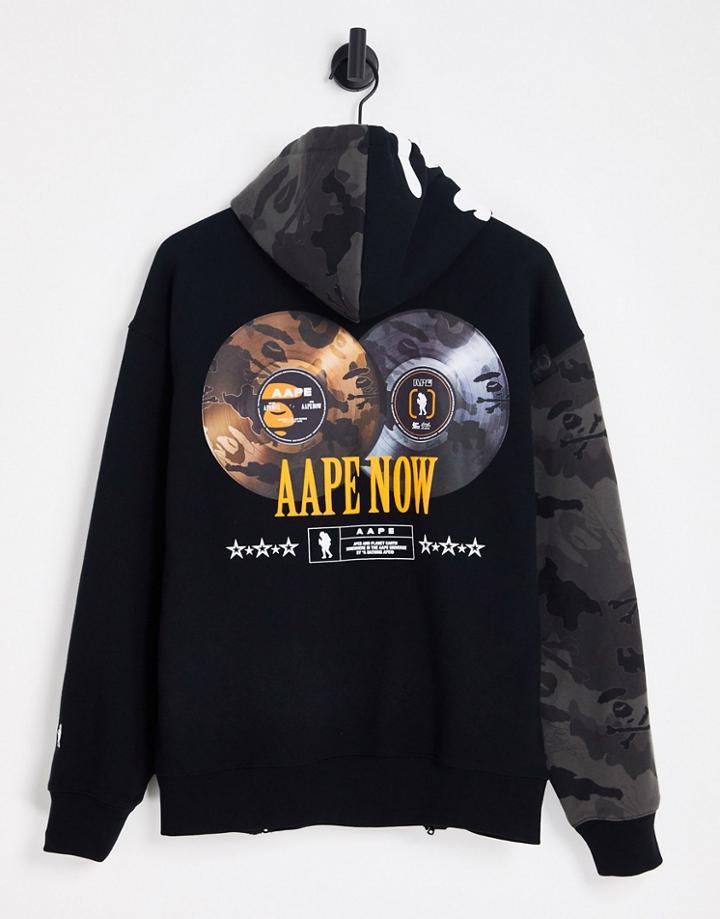 Aape By A Bathing Ape Hip Hop Backprint Hoodie In Black