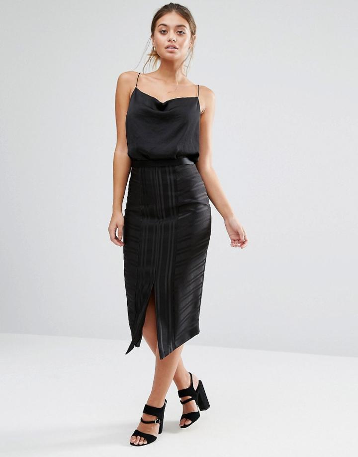 Coast Stripe Pencil Skirt - Black
