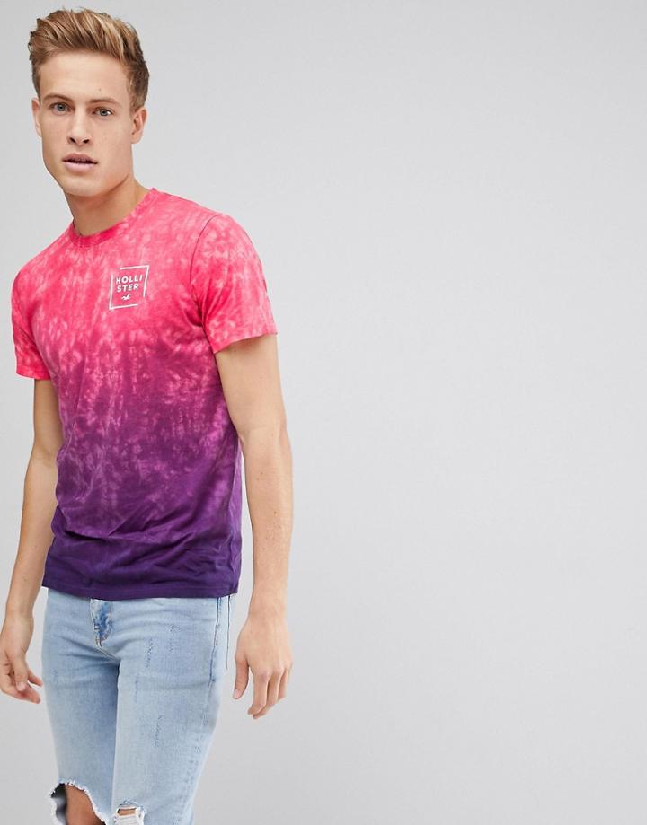 Hollister Dip Dye Acid Wash Logo T-shirt In Pink Wash - Pink