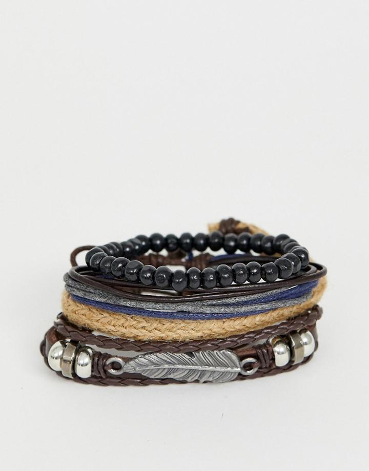 Svnx Feather Bracelet Set - Brown
