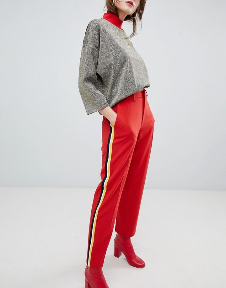 Mads Norgaard Tailored Pants With Stripe - Red