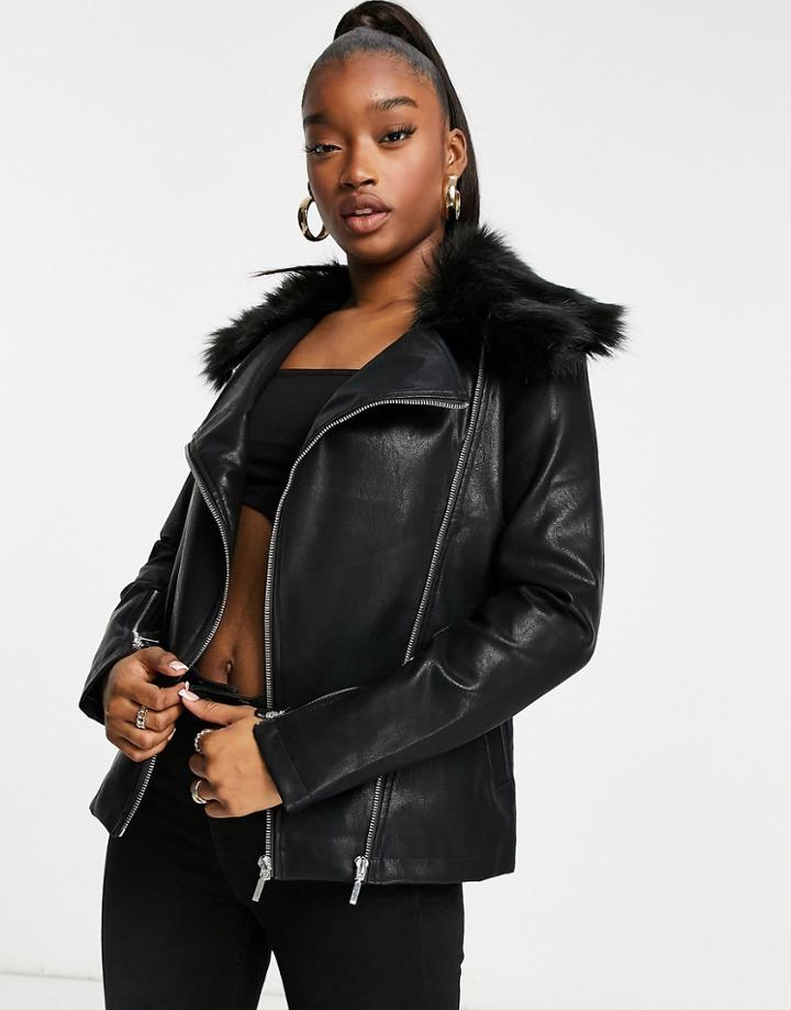 Unique21 Vinyl Pu Jacket In Black