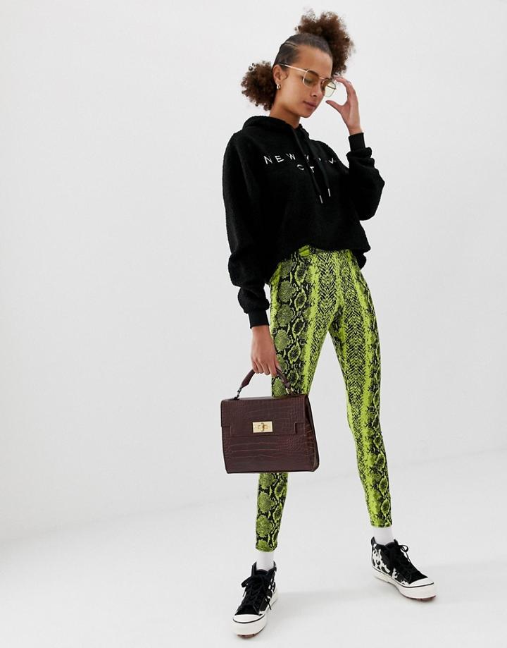 New Look Leggings In Neon Snake Print - Yellow