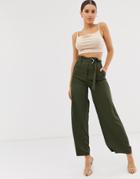 Lipsy D - Ring Wide Leg Pants In Khaki - Green