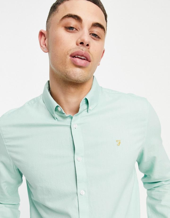 Farah Brewer Cotton Long Sleeve Shirt In Green