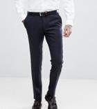 Heart & Dagger Skinny Suit Pants In Wool Mix Check - Navy