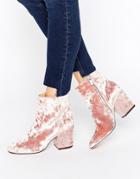 Asos Rachelle Velvet Heeled Ankle Boots - Pink
