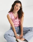 Reclaimed Vintage Inspired Monogram Tank In Pink And Red-multi