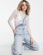 Weekday Cotton 90's Denim Overalls In Verona Blue - Mblue