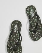Weekday Splash Print Flip Flop - Black