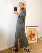 Selected Femme High Neck Jersey Maxi Dress In Gray-grey
