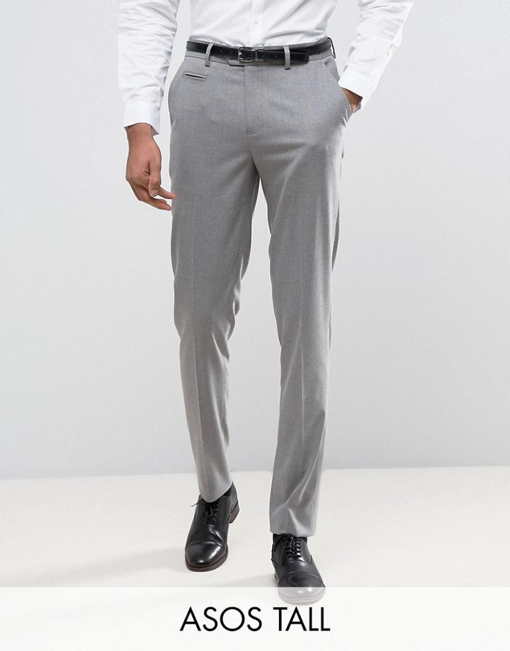 Asos Tall Skinny Smart Pants In Gray - Gray