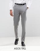 Asos Tall Skinny Smart Pants In Gray - Gray