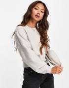 & Other Stories Recycled Round Neck Balloon Sleeve Sweater In Gray-grey