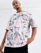 Asos Design Regular Shirt In Crumpled Print-purple
