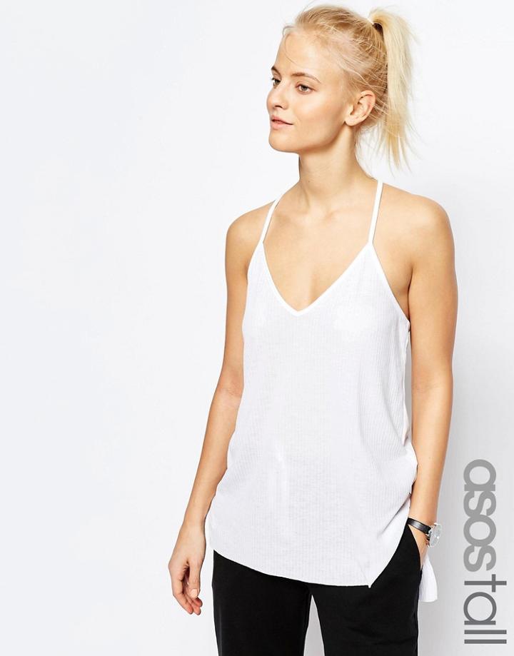 Asos Tall Longline Fancy Rib Cami - White