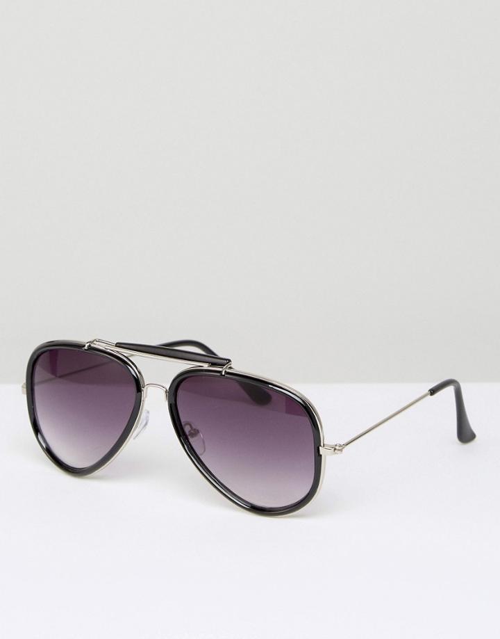 D-struct Aviator Sunglasses In Black - Black