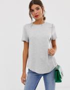 Oasis T-shirt With Dip Hem In Gray - Gray