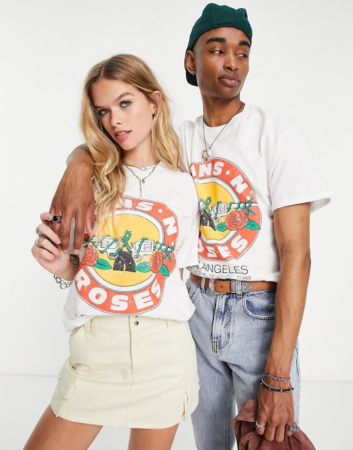 Reclaimed Vintage Inspired Unisex Licensed Guns N' Roses T-shirt In White