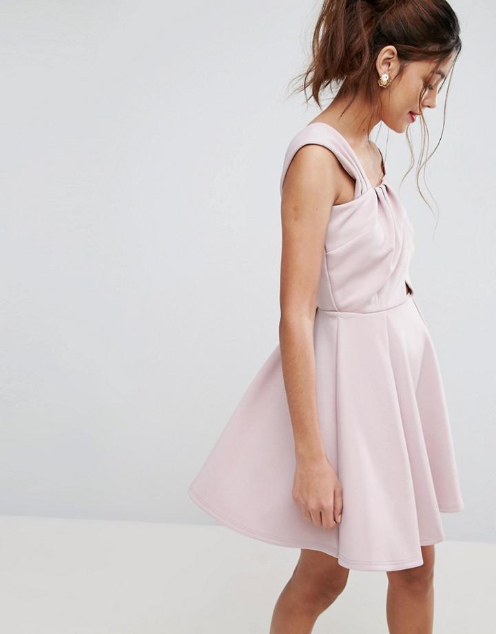 Asos Scuba One Shoulder Twist Front Mini Dress - Purple
