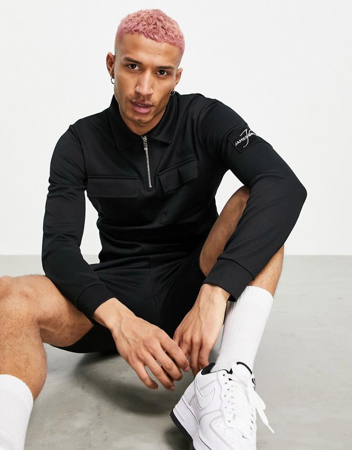 Jameson Carter Matthews Pocket Polo In Black