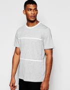 Asos Longline T-shirt With Contrast Piping In Gray - Gray Marl