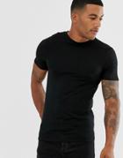 River Island Long Line Muscle Fit Crew Neck T-shirt In Black