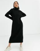 Bershka Roll Neck Sweater Dress In Black