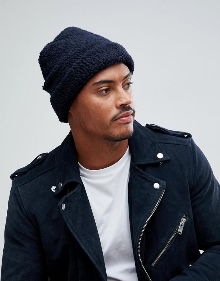 Pull & Bear Borg Beanie In Navy - Navy