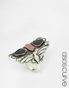 Asos Curve Nomad Stone Ring - Burnished Silver