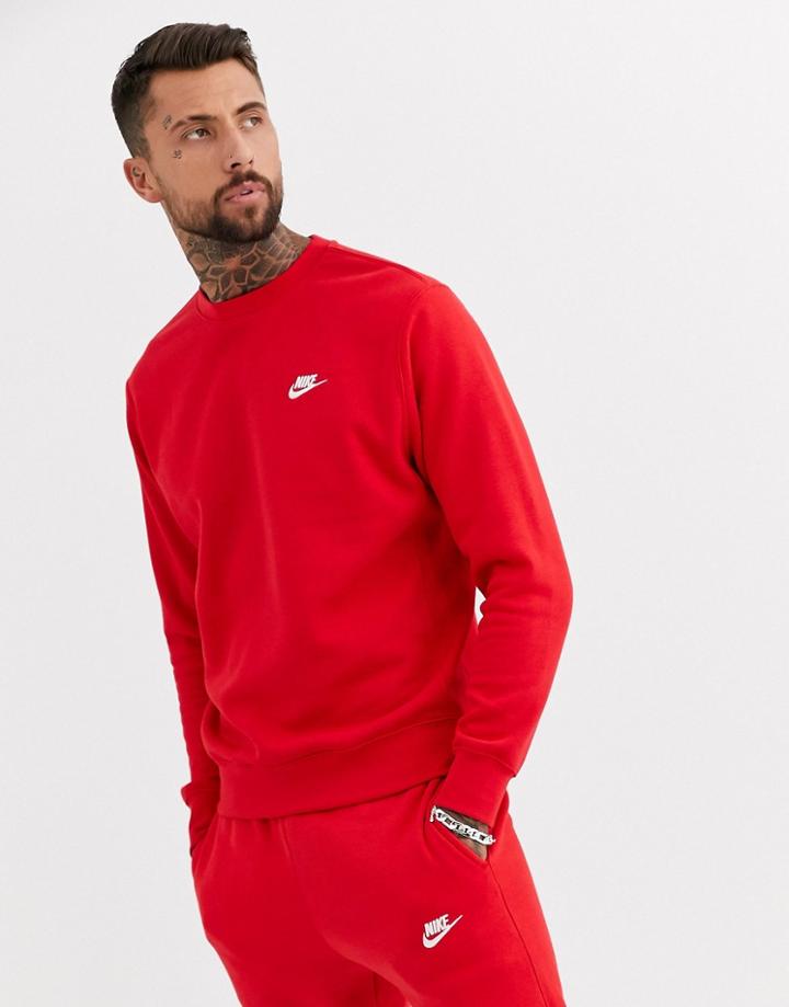 Nike Club Crew Neck Sweat In Red