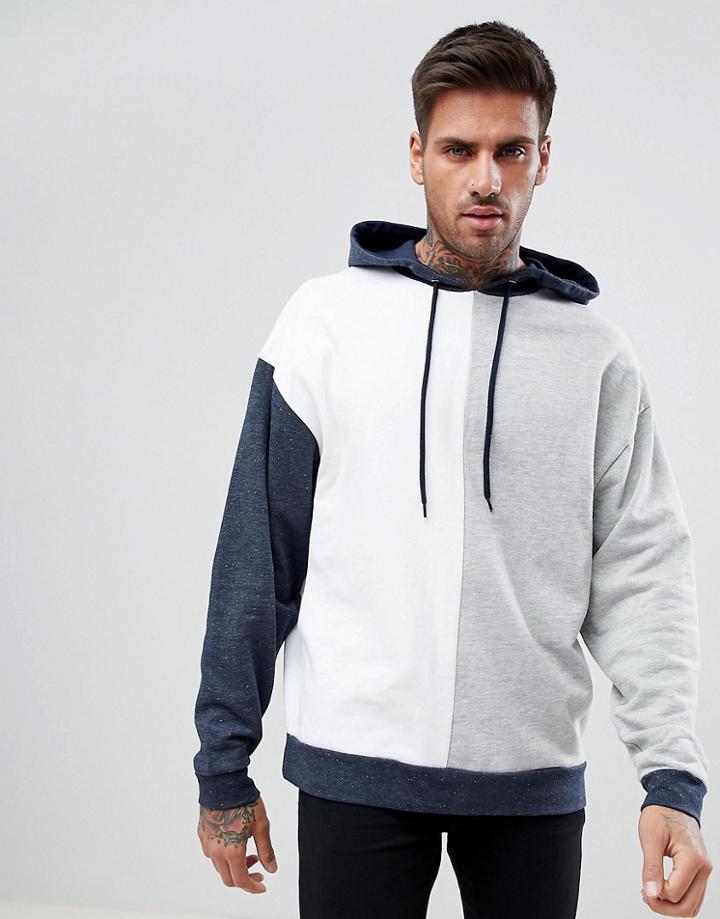Asos Oversized Hoodie With Nep Color Block - White