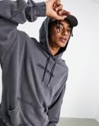 Calvin Klein Jeans Chest Logo Acid Wash Hoodie In Black