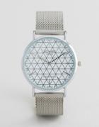 Reclaimed Vintage Geometric Mesh Strap Watch In Silver - Silver