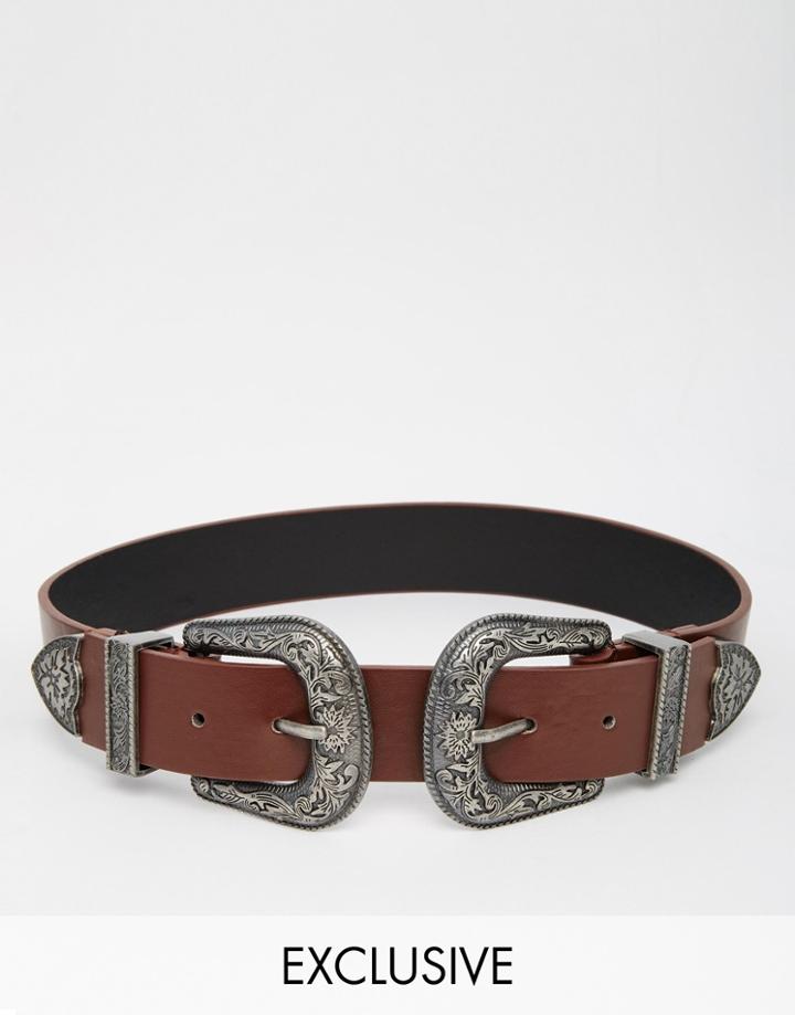 Reclaimed Vintage Western Double Buckle Belt