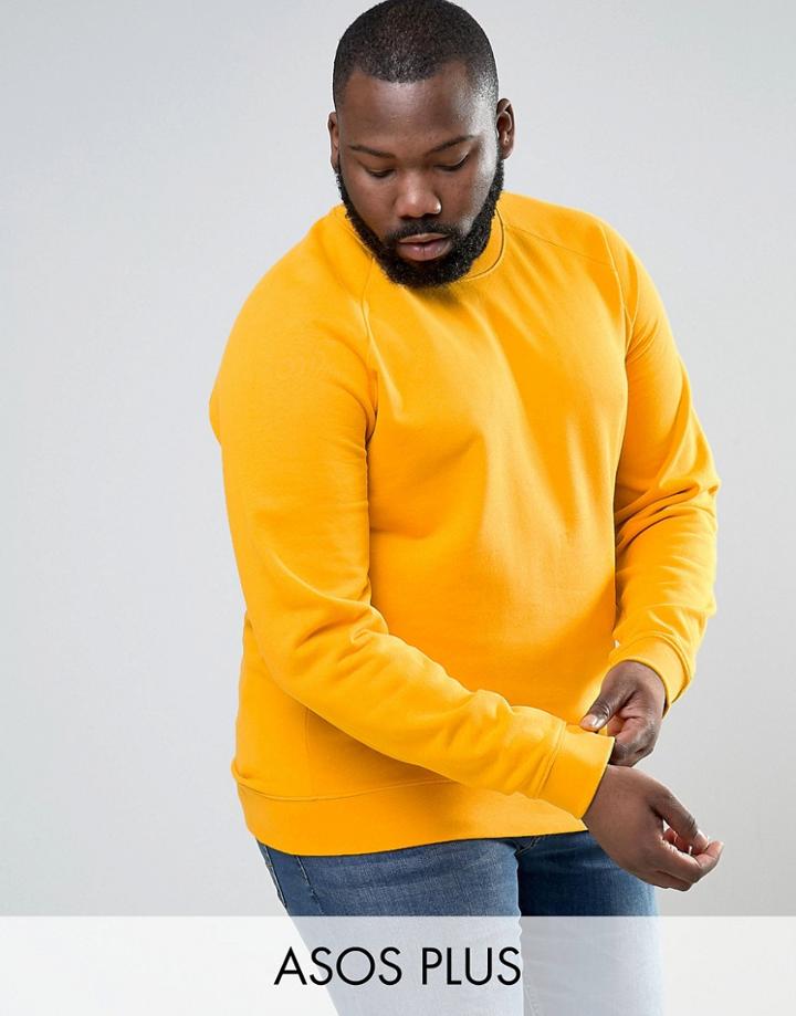 Asos Plus Sweatshirt In Yellow - Yellow