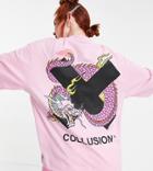 Collusion Dragon Print Oversized T-shirt In Pink