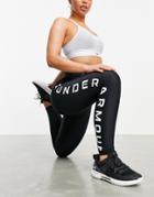 Under Armour Training Heat Gear Base Layer Branded Leg Leggings In Black