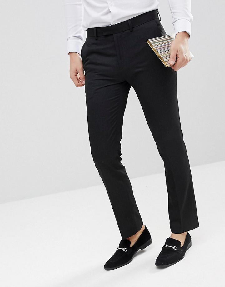 Moss London Skinny Smart Pants In Black - Black