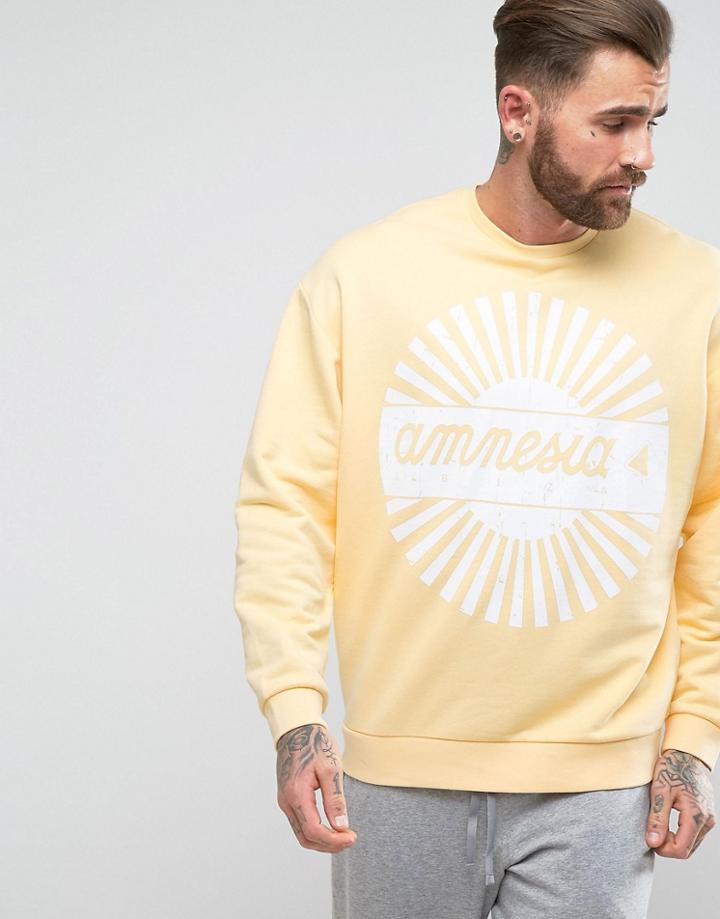 Asos Oversized Sweatshirt With Amnesia Print - Yellow