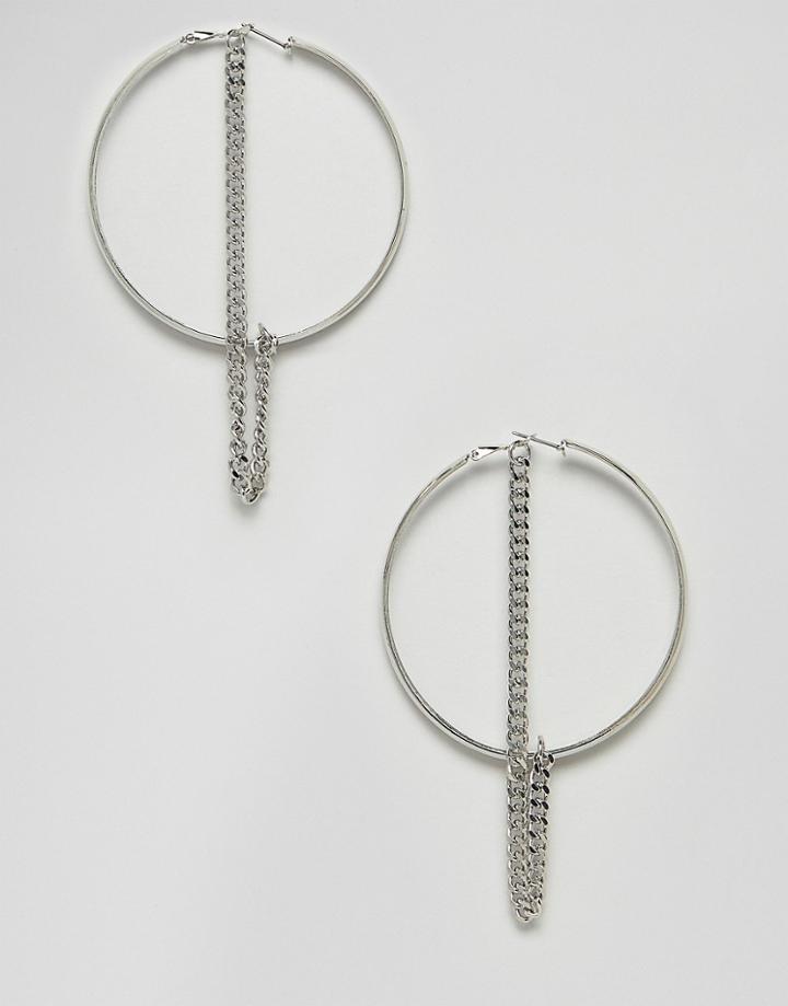 New Look Geometric Hoop Earring - Silver