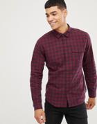 Esprit Slim Fit Checked Shirt In Red - Red