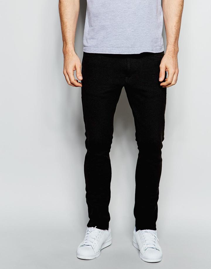 Asos Super Skinny Pants In Black Pique - Black