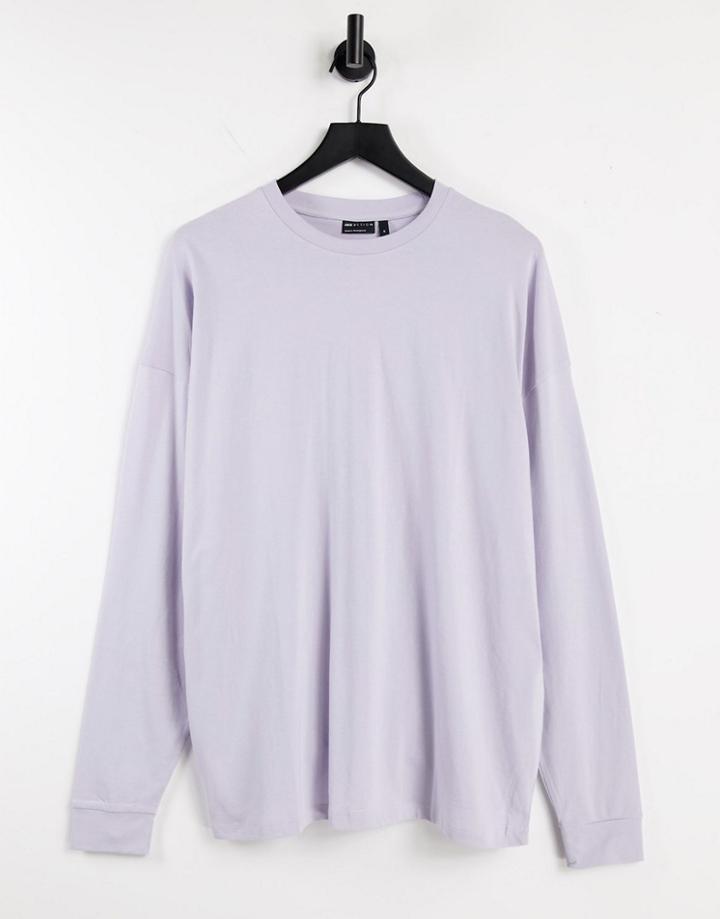Asos Design Long Sleeve Oversized T-shirt In Lilac-purple