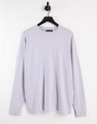 Asos Design Long Sleeve Oversized T-shirt In Lilac-purple