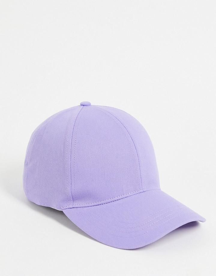 Asos Design Canvas Baseball Cap In Lilac-purple