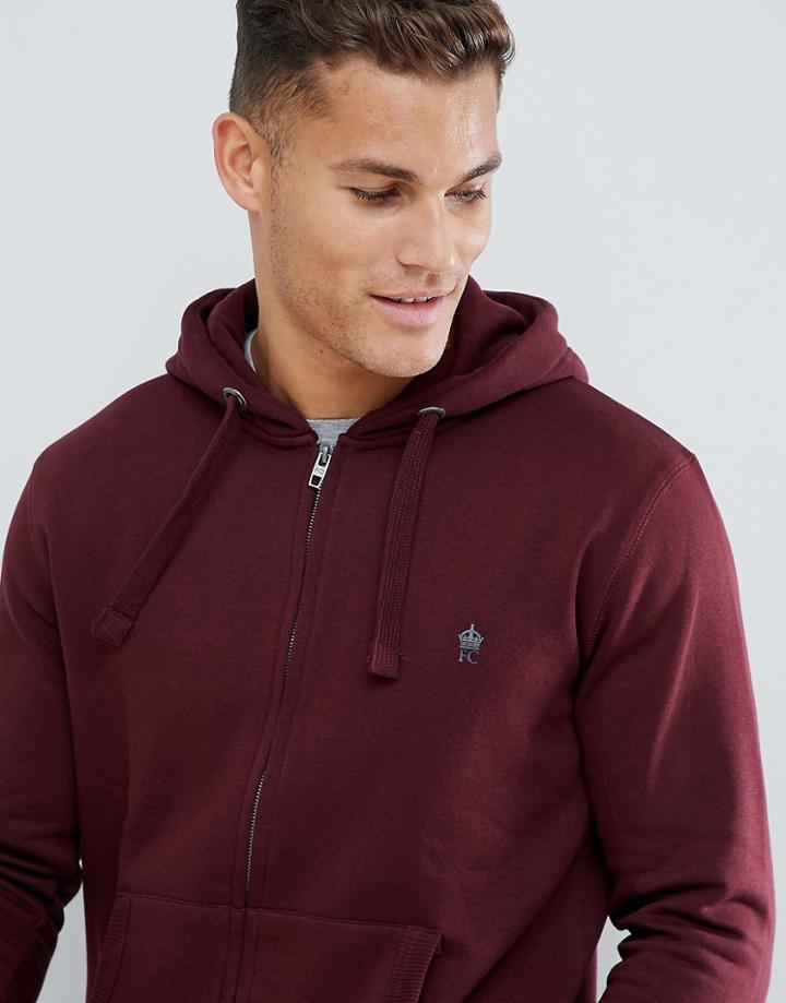 French Connection Basic Zip Through Logo Hoodie-red